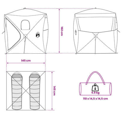 Jacht Tent Wit Blackout 143 x 143 x 165 cm Polyester en staal