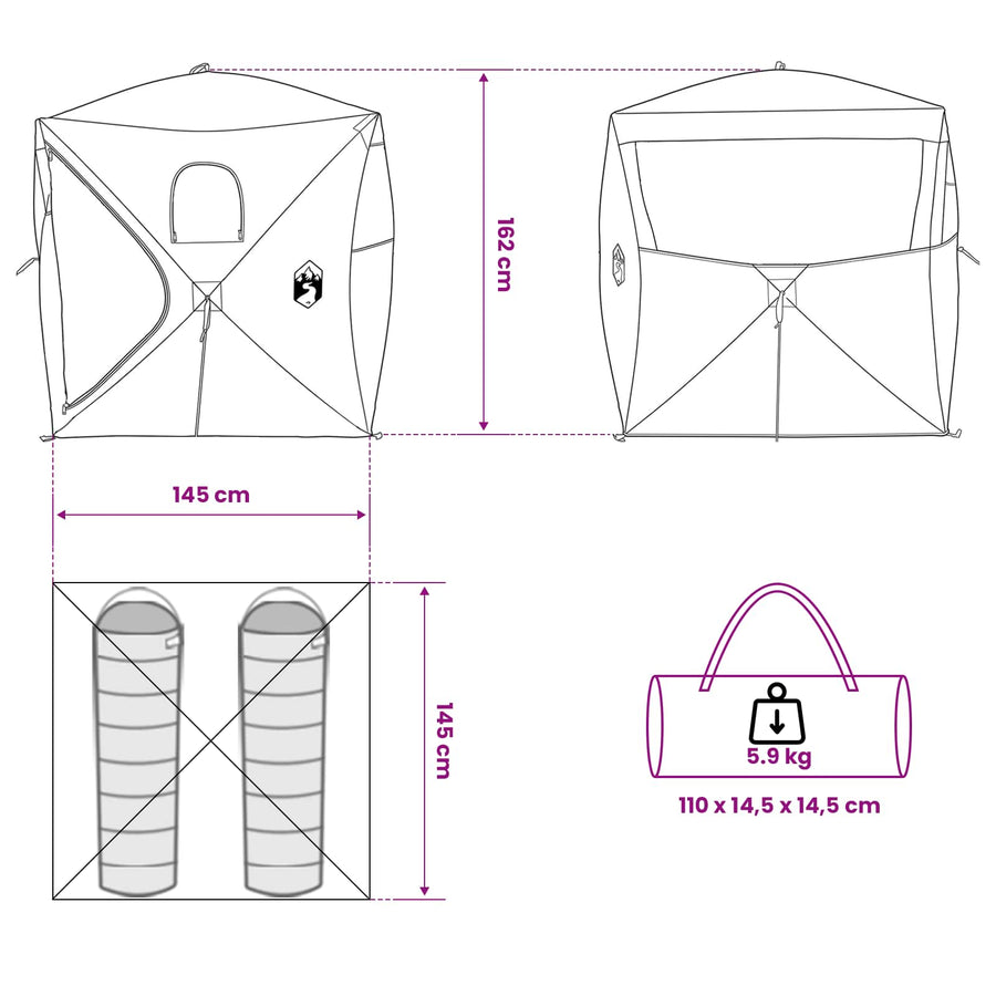 Jacht Tent Camouflage 143 x 143 x 165 cm Polyester en staal