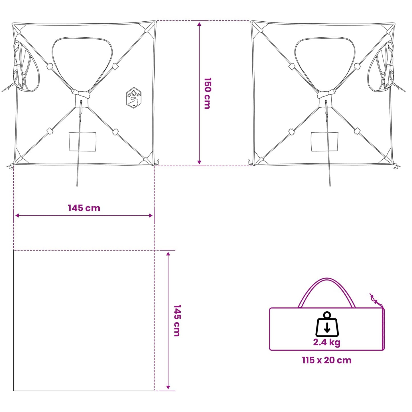 Jacht Tent Legergroen 145 x 145 x 150 cm Polyester en staal