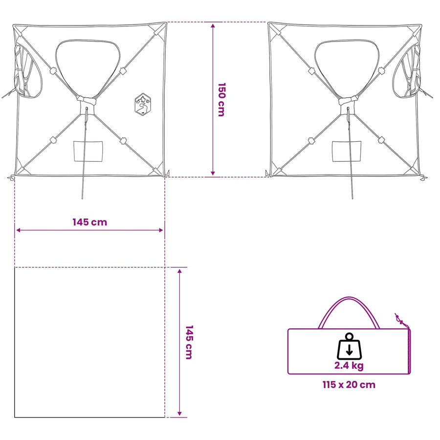 Jacht Tent Legergroen 145 x 145 x 150 cm Polyester en staal