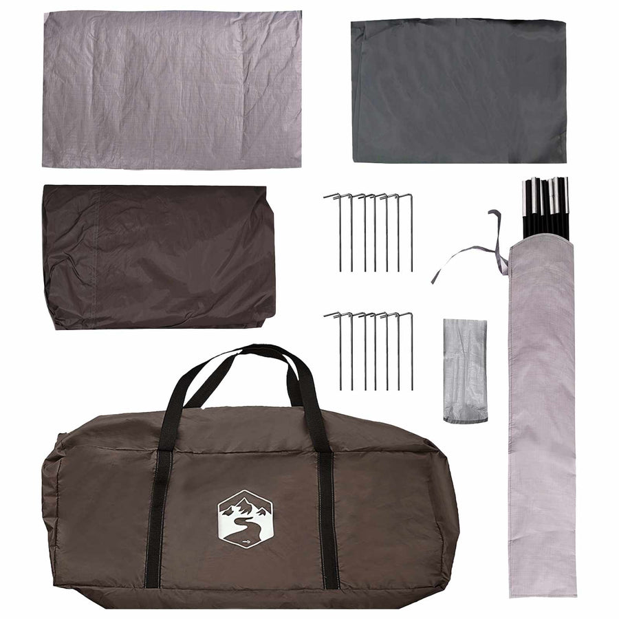 Gezinstent met dak Bruin Grijs 320 x 210 x 180 cm Polyester