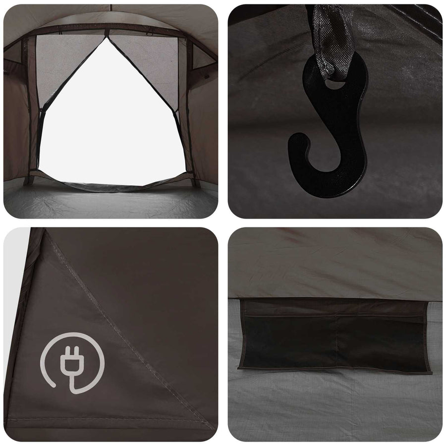 Huisje Tent met dak Bruin grijs 4-persoons Polyester en staal