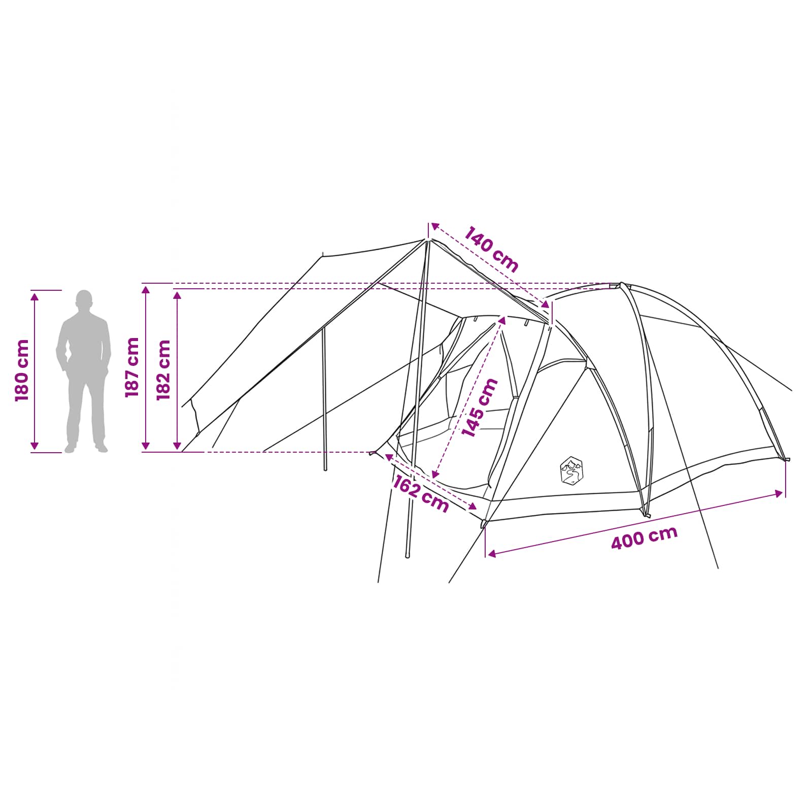 Huisje Tent met dak Bruin grijs 4-persoons Polyester en staal