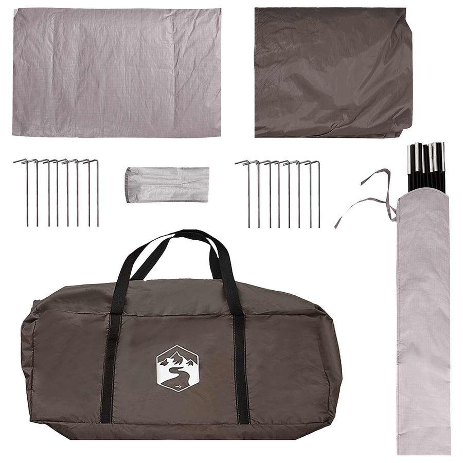 Huisje Tent met dak Bruin grijs 6-persoons Polyester en staal
