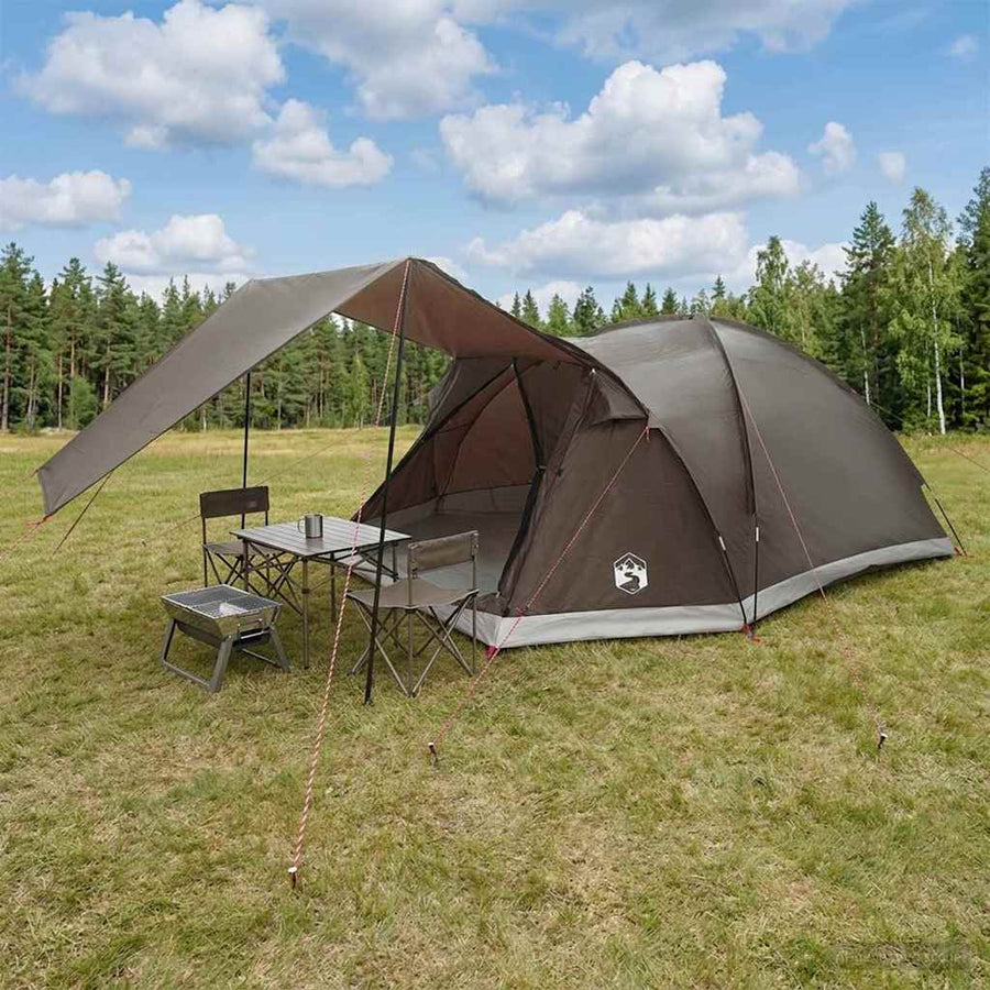 Huisje Tent met dak Bruin grijs 6-persoons Polyester en staal