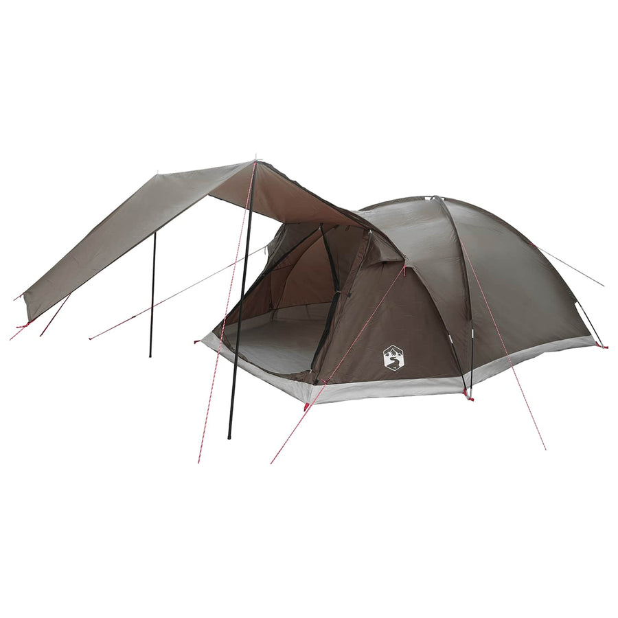 Huisje Tent met dak Bruin grijs 6-persoons Polyester en staal