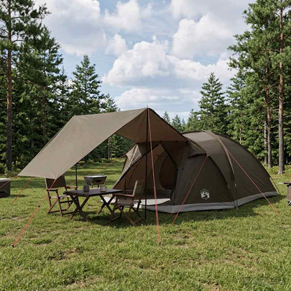 Huisje Tent met dak Bruin grijs 8-persoons Polyester en staal