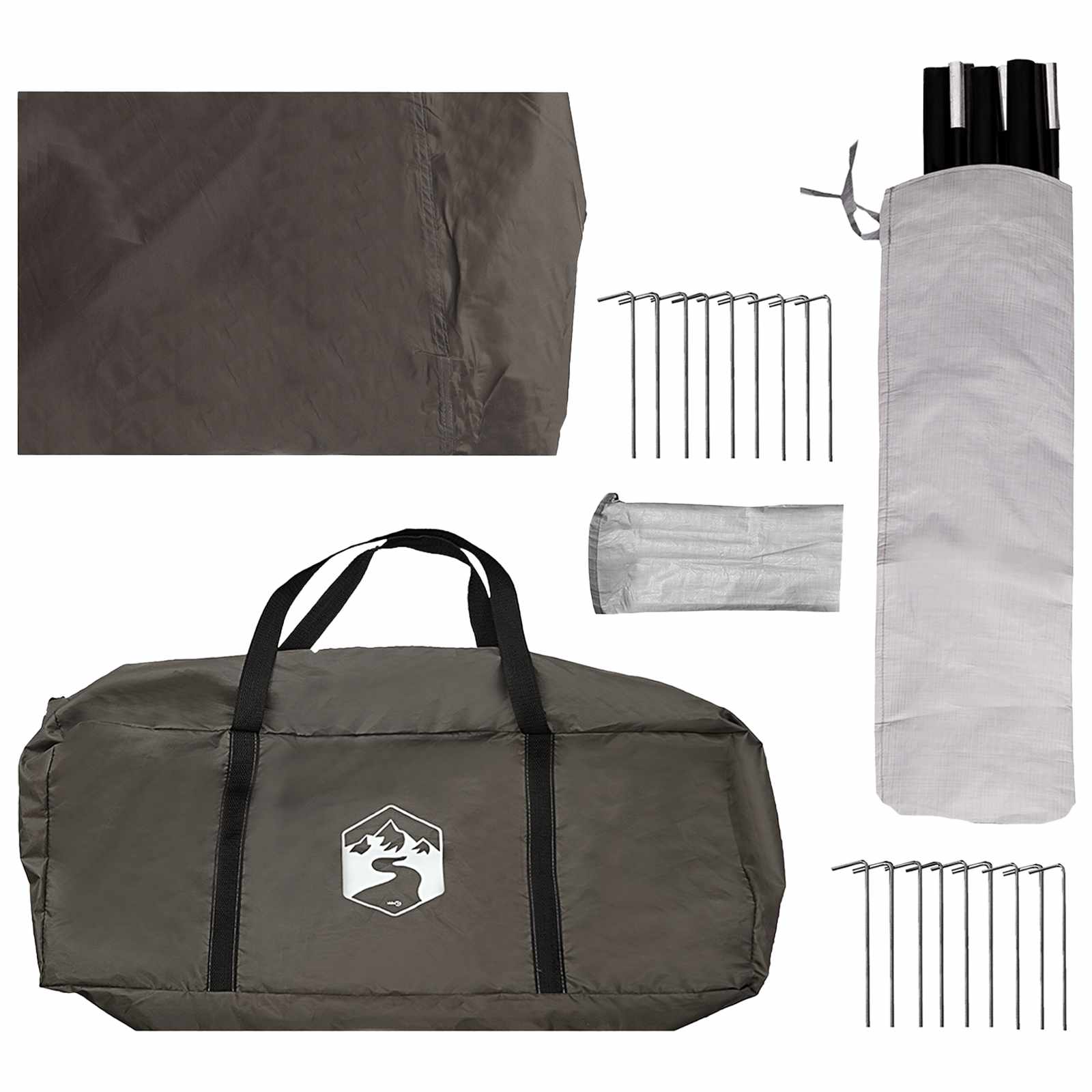 Gezinstent Bruin grijs 450 x 400 x 265 cm Polyester en staal