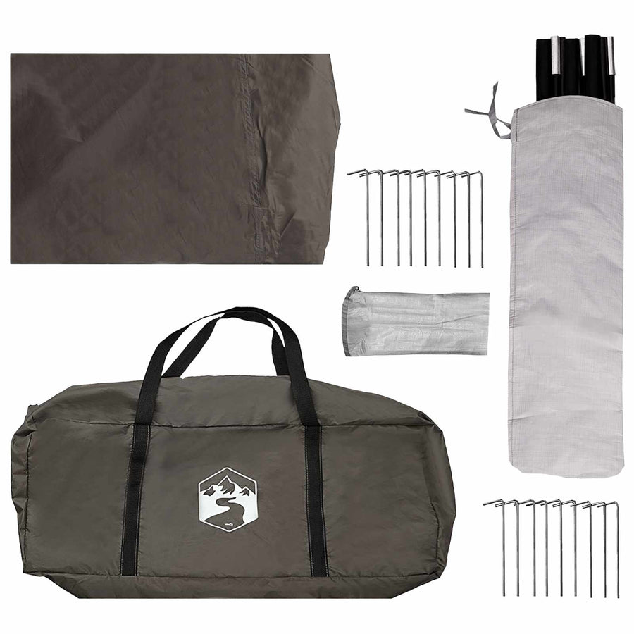 Gezinstent Bruin grijs 450 x 400 x 265 cm Polyester en staal