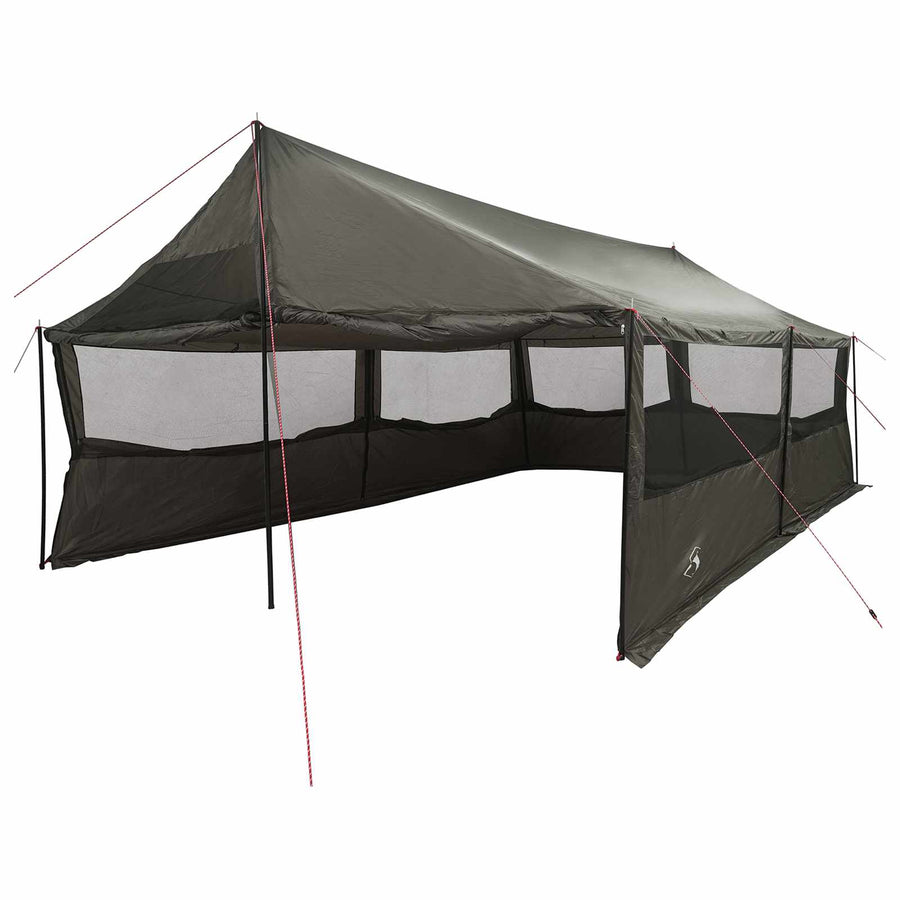 Gezinstent Bruin grijs 600 x 400 x 268 cm Polyester en staal