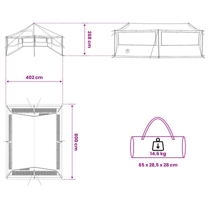 Gezinstent Bruin grijs 600 x 400 x 268 cm Polyester en staal