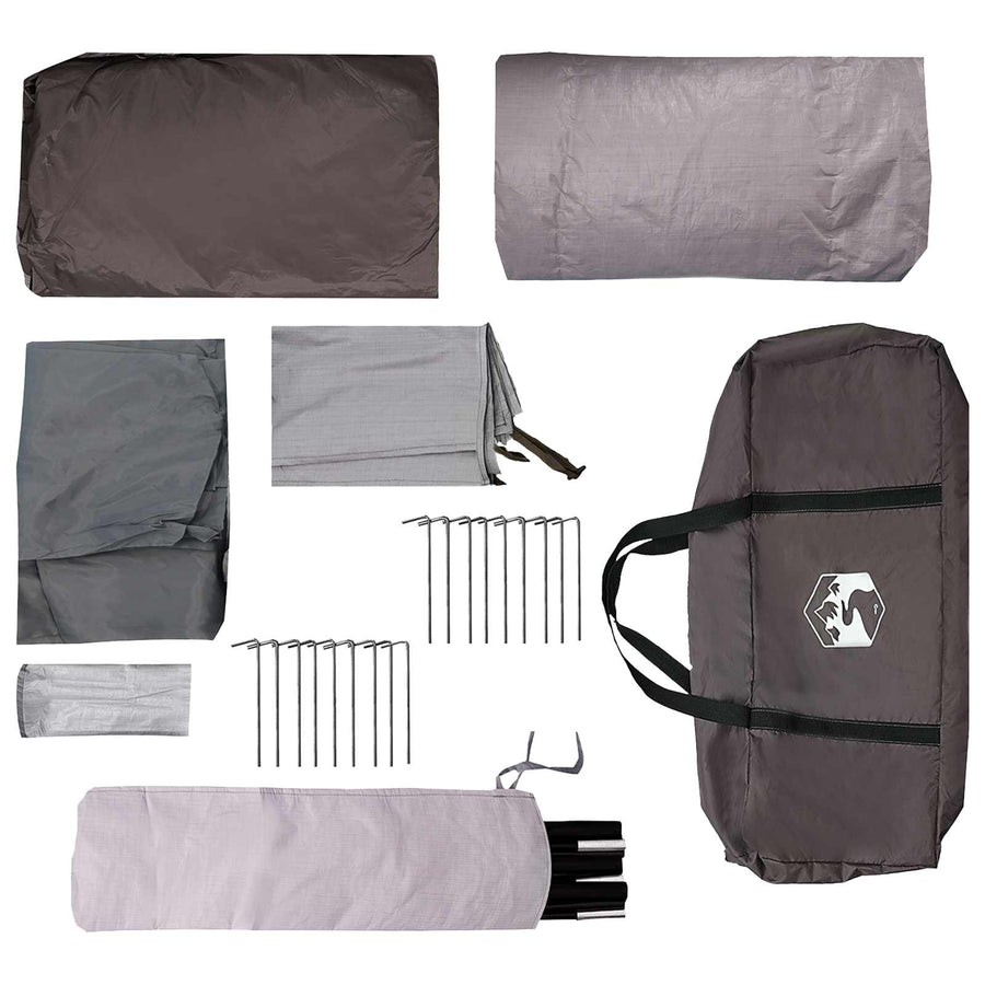 Tunneltent Bruin Grijs 366 x 244 x 198 cm Polyester en staal