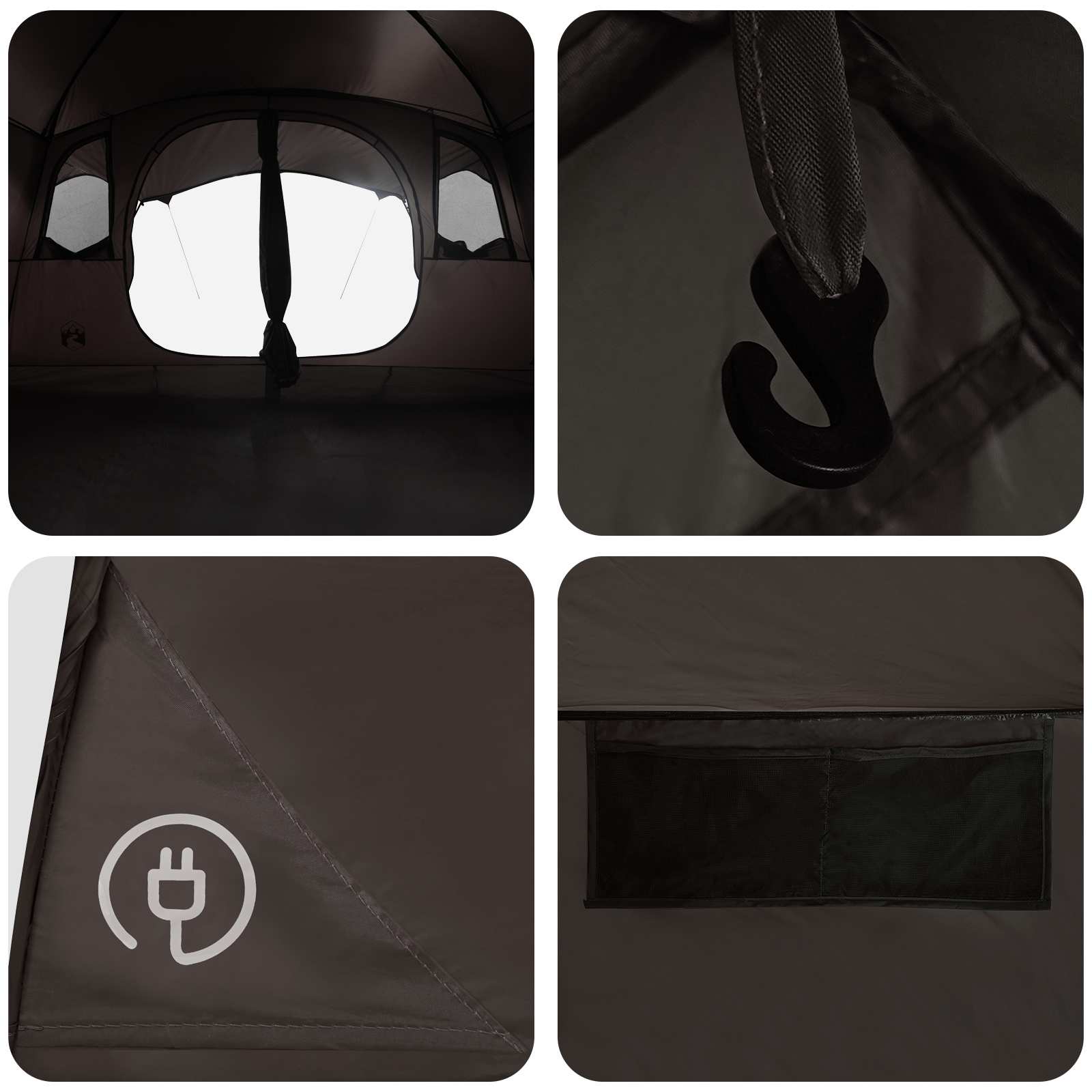 Tunneltent Bruin Grijs 366 x 244 x 198 cm Polyester en staal