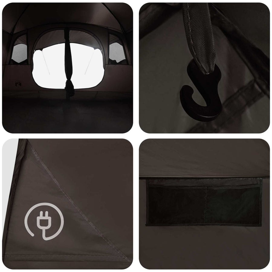Tunneltent Bruin Grijs 366 x 244 x 198 cm Polyester en staal
