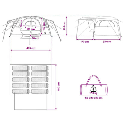 Tunneltent Bruin Grijs 427 x 305 x 205 cm Polyester en staal