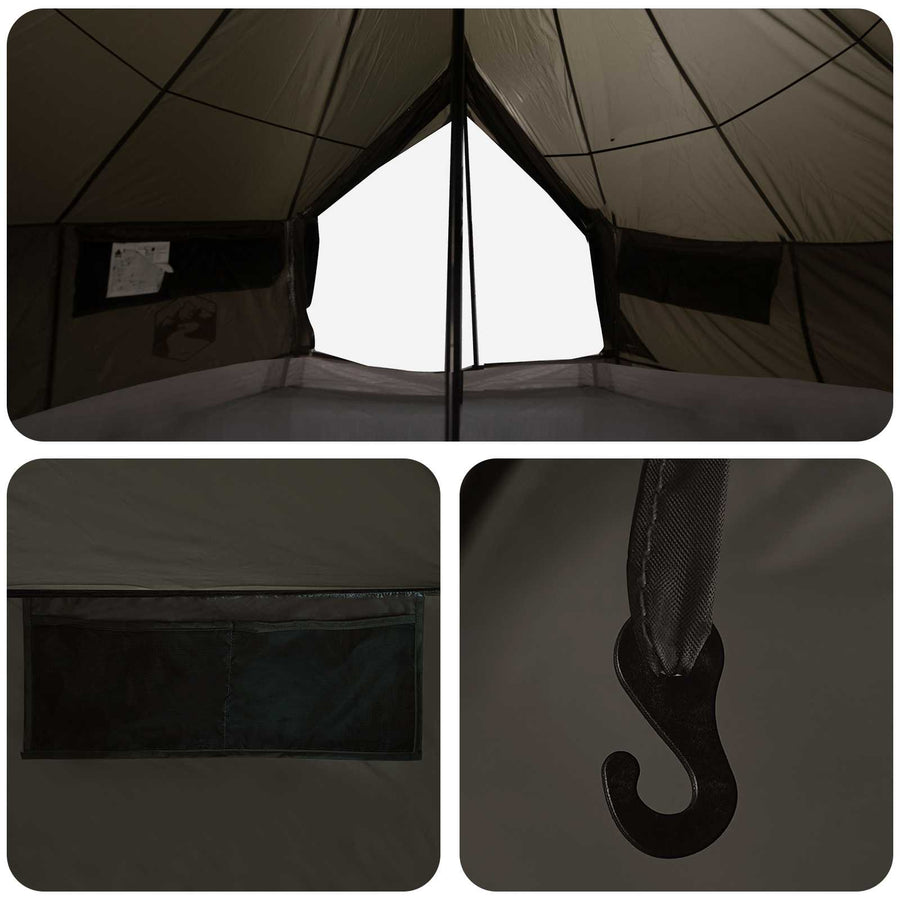 Tipi Tent Bruin Grijs 700 x 700 x 395 cm Polyester en staal