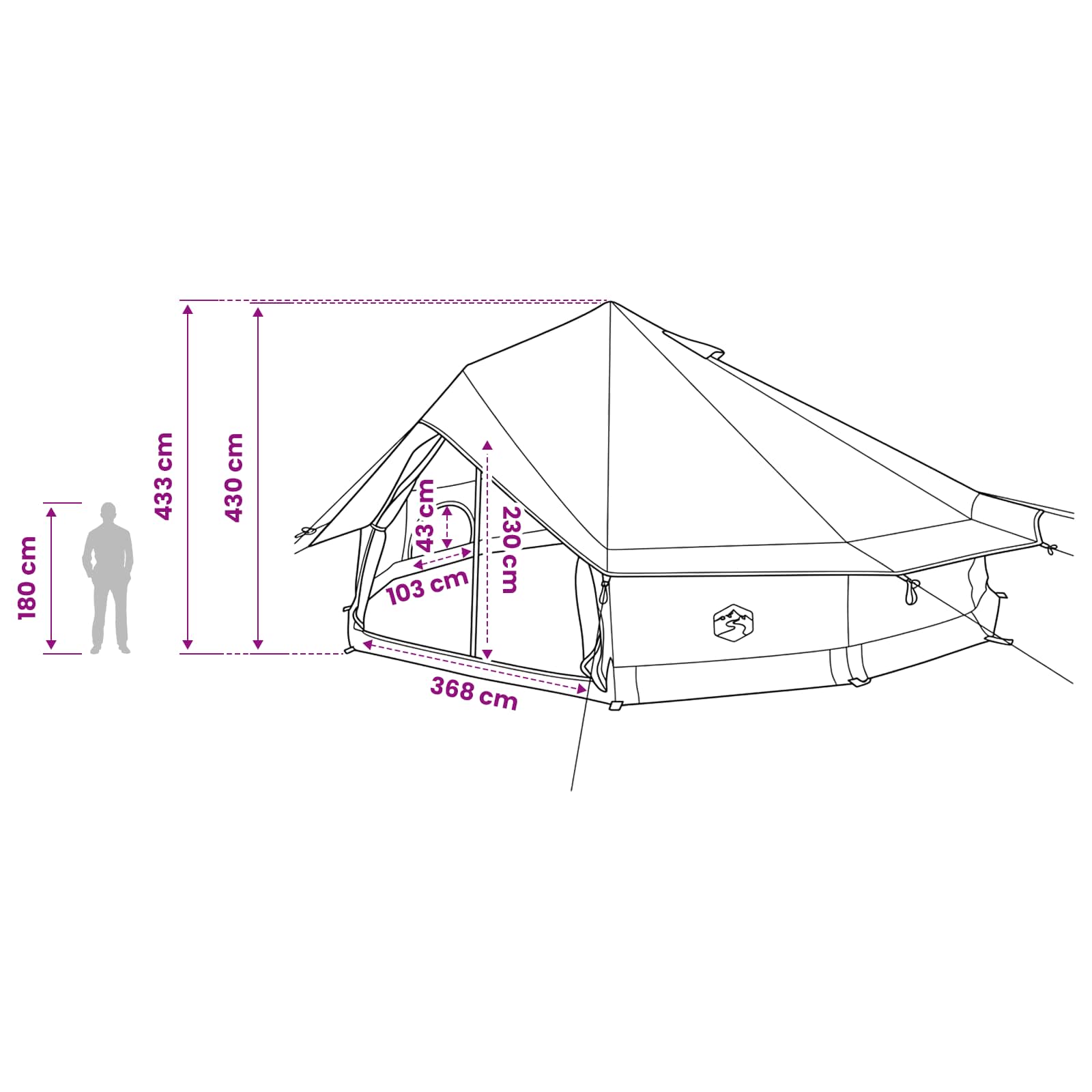 Tipi Tent Bruin Grijs 800 x 800 x 430 cm Polyester en staal