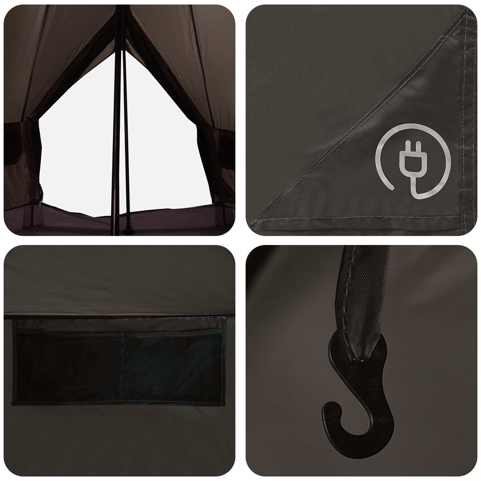 Tipi Tent met dak Bruin Grijs 250 x 250 cm Polyester en staal