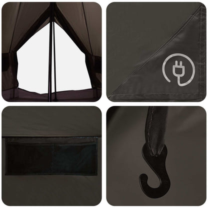 Tipi Tent met dak Bruin Grijs 250 x 250 cm Polyester en staal