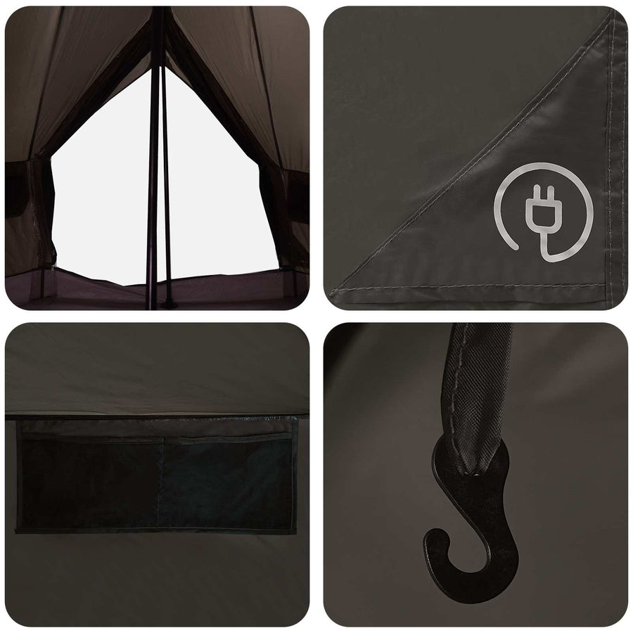 Tipi Tent met dak Bruin Grijs 250 x 250 cm Polyester en staal