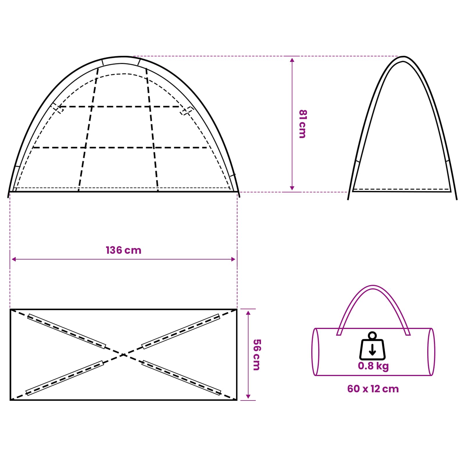 Opbergtent Olijfgroen 120 x 50 x 70 cm Polyester en staal