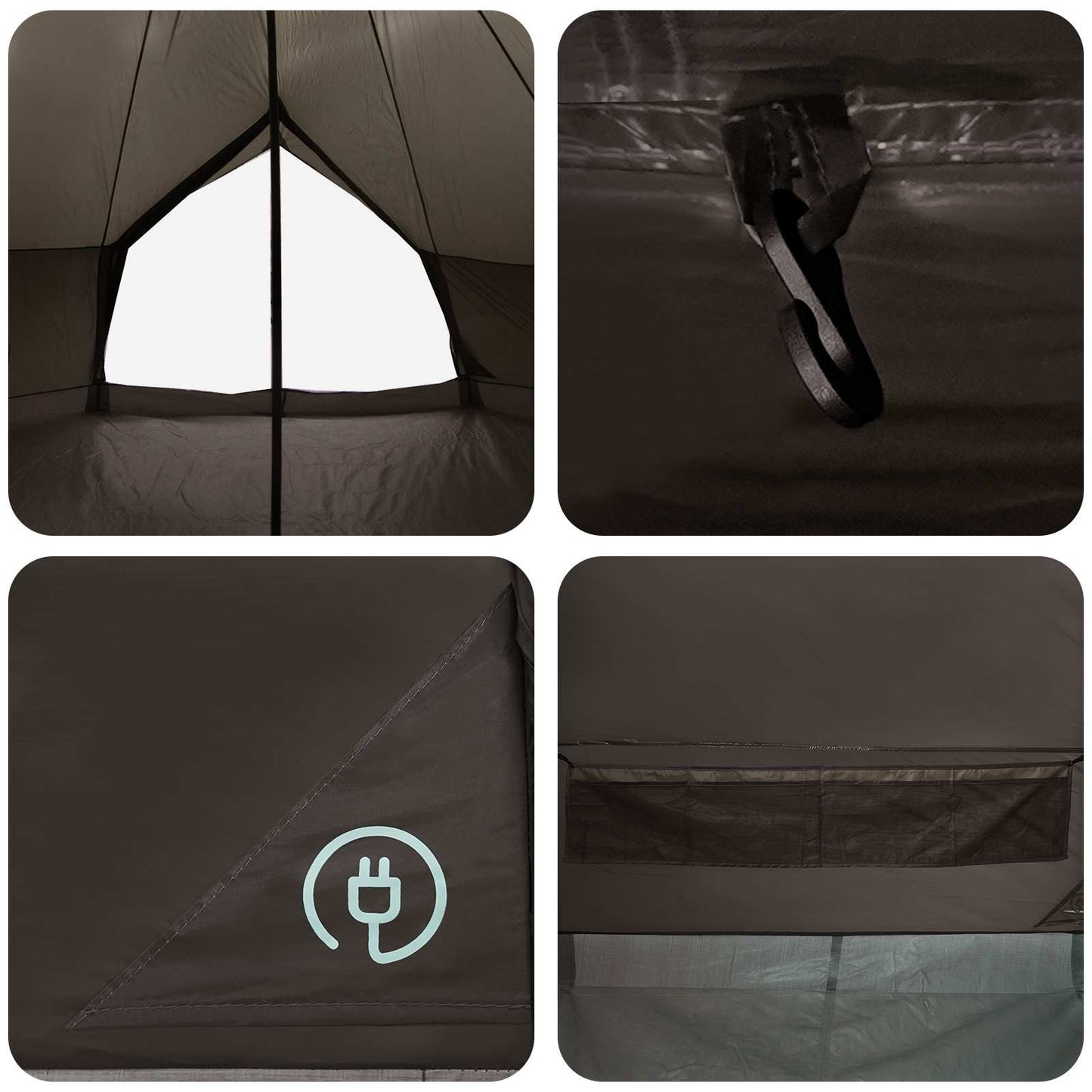 Tipi Tent Bruin Grijs 300 x 300 x 200 cm Polyester en staal