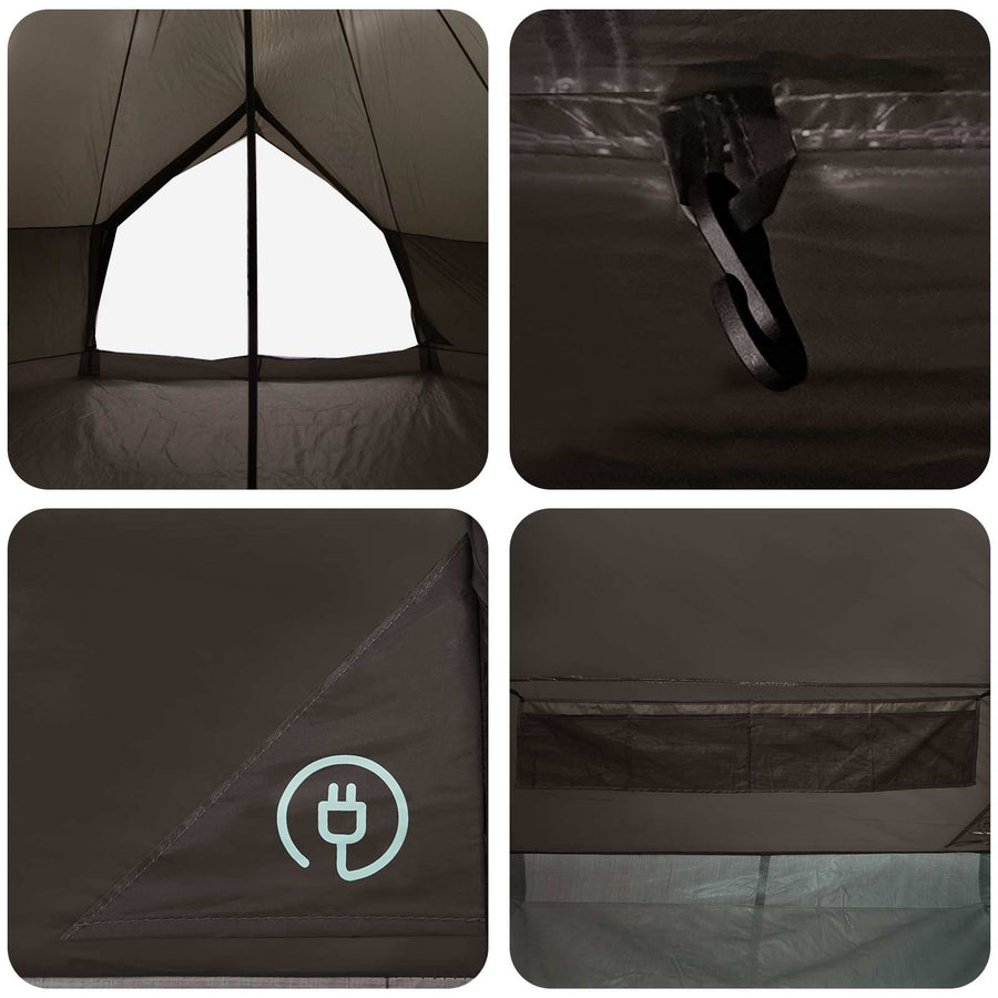 Tipi Tent Bruin Grijs 300 x 300 x 200 cm Polyester en staal