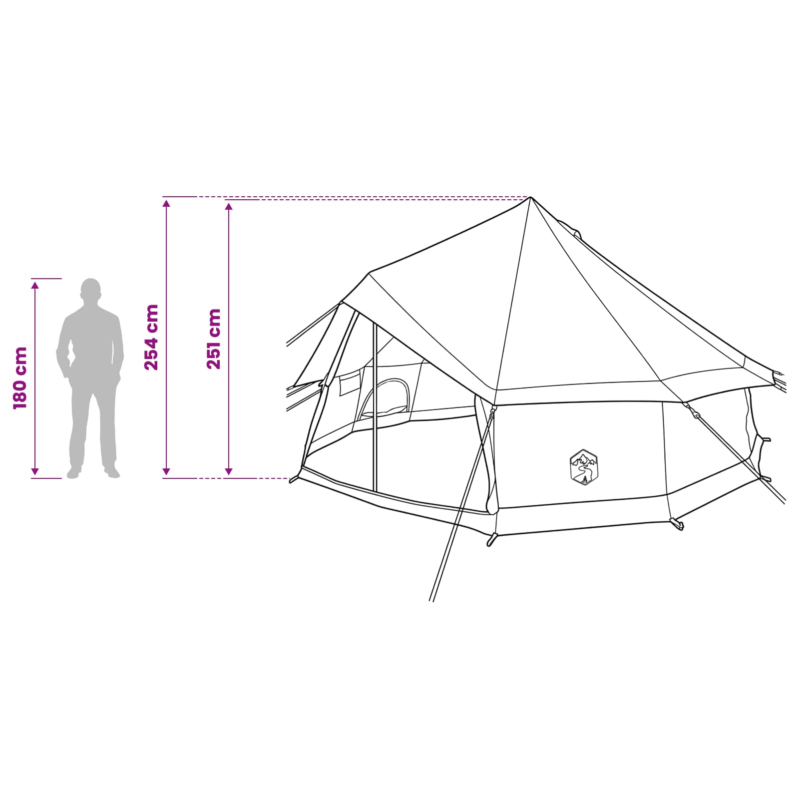 Tipi Tent Olijfgroen 400 x 400 x 250 cm Polyester en staal
