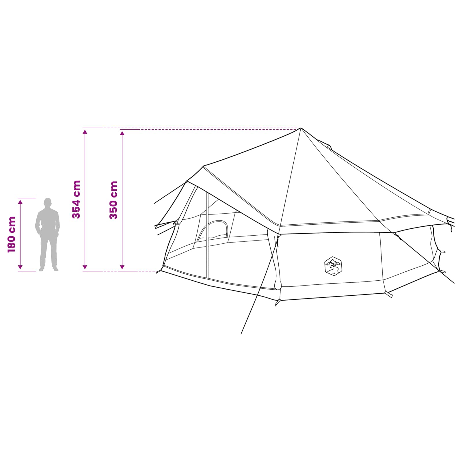 Tipi Tent Olijfgroen 600 x 600 x 350 cm Polyester en staal