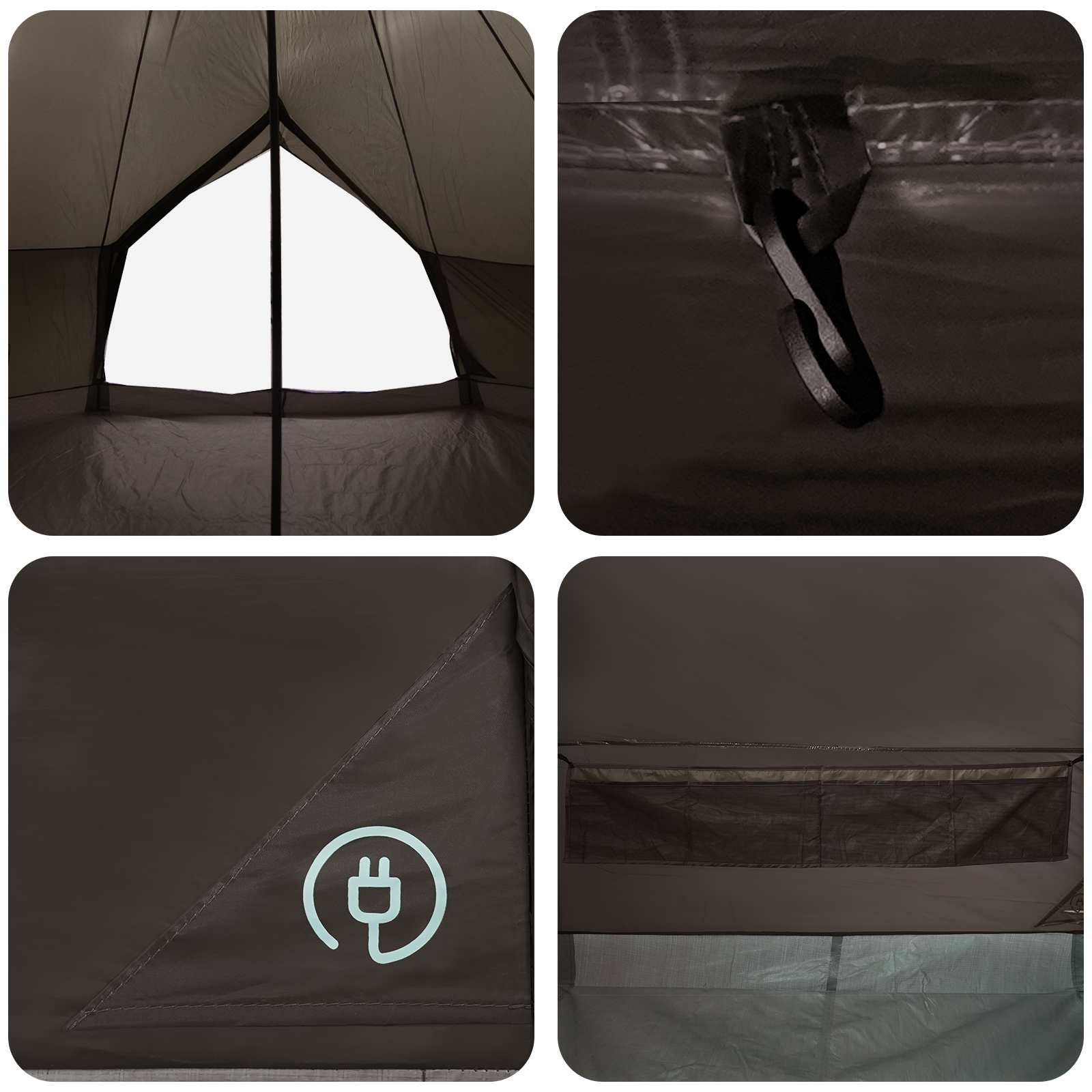 Tipi Tent Bruin Grijs 600 x 600 x 350 cm Polyester en staal