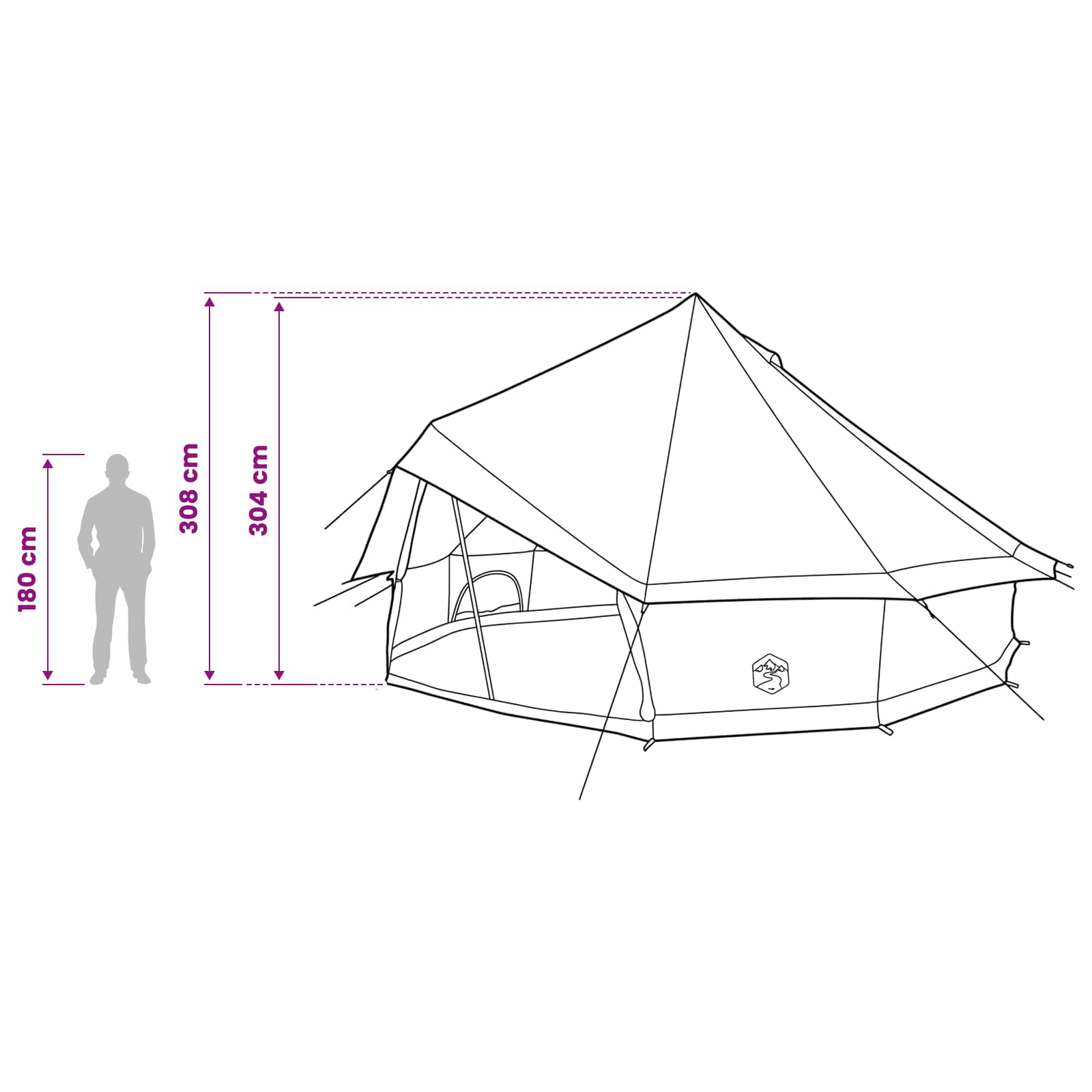 Tipi Tent Bruin Grijs 500 x 500 x 300 cm Polyester en staal