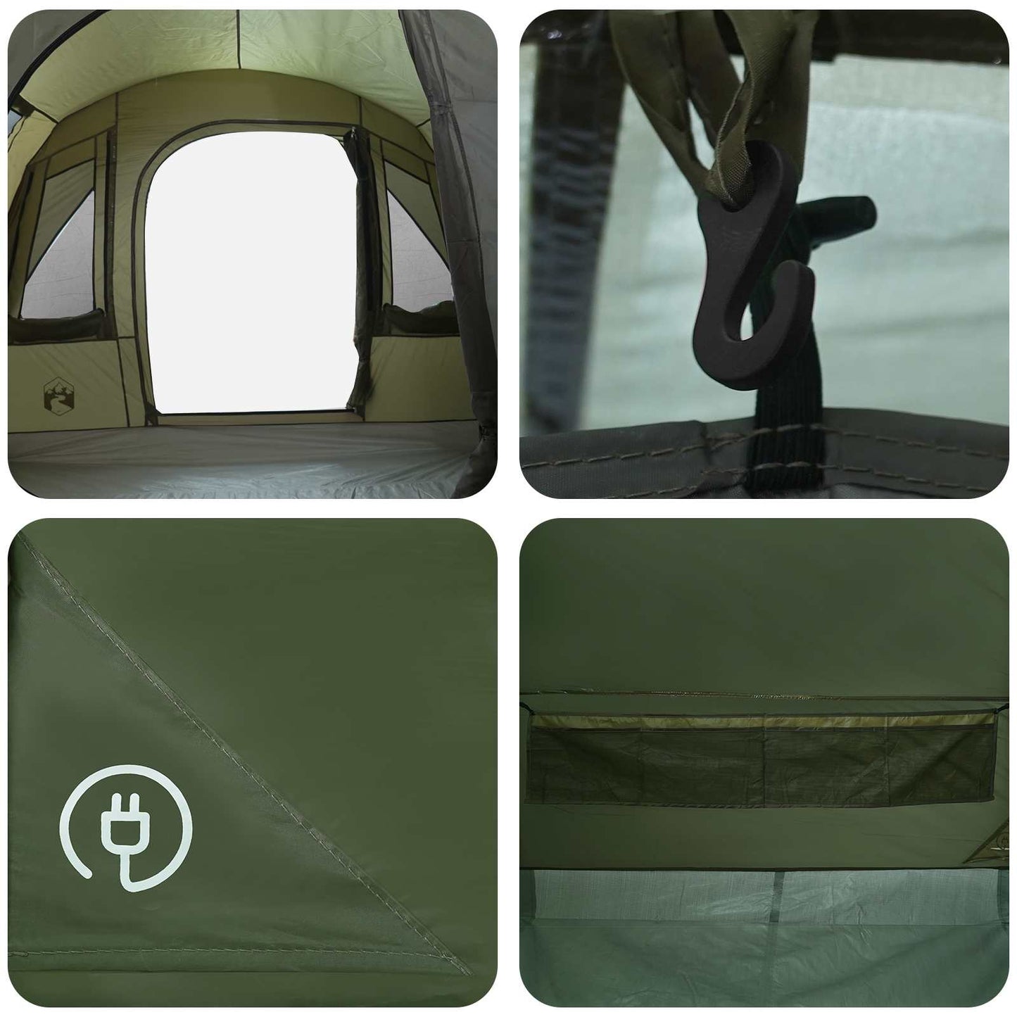 Tunneltent Olijfgroen 400 x 260 x 200 cm Polyester en staal