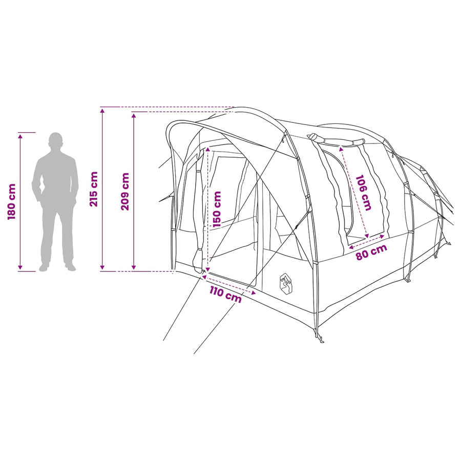 Tunneltent Olijfgroen 400 x 260 x 200 cm Polyester en staal