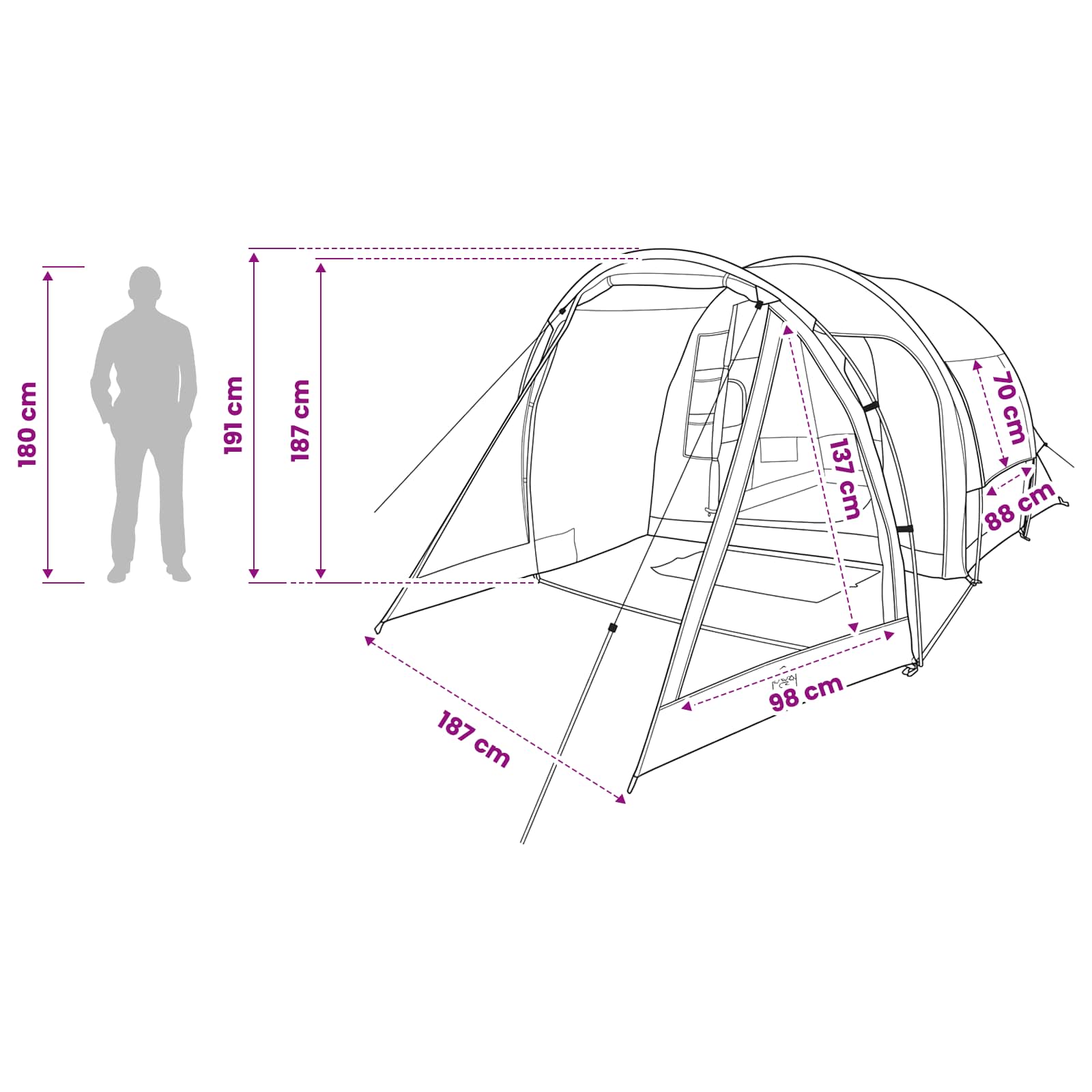 Huisje Tent Olijfgroen 488 x 244 x 183 cm Polyester en staal