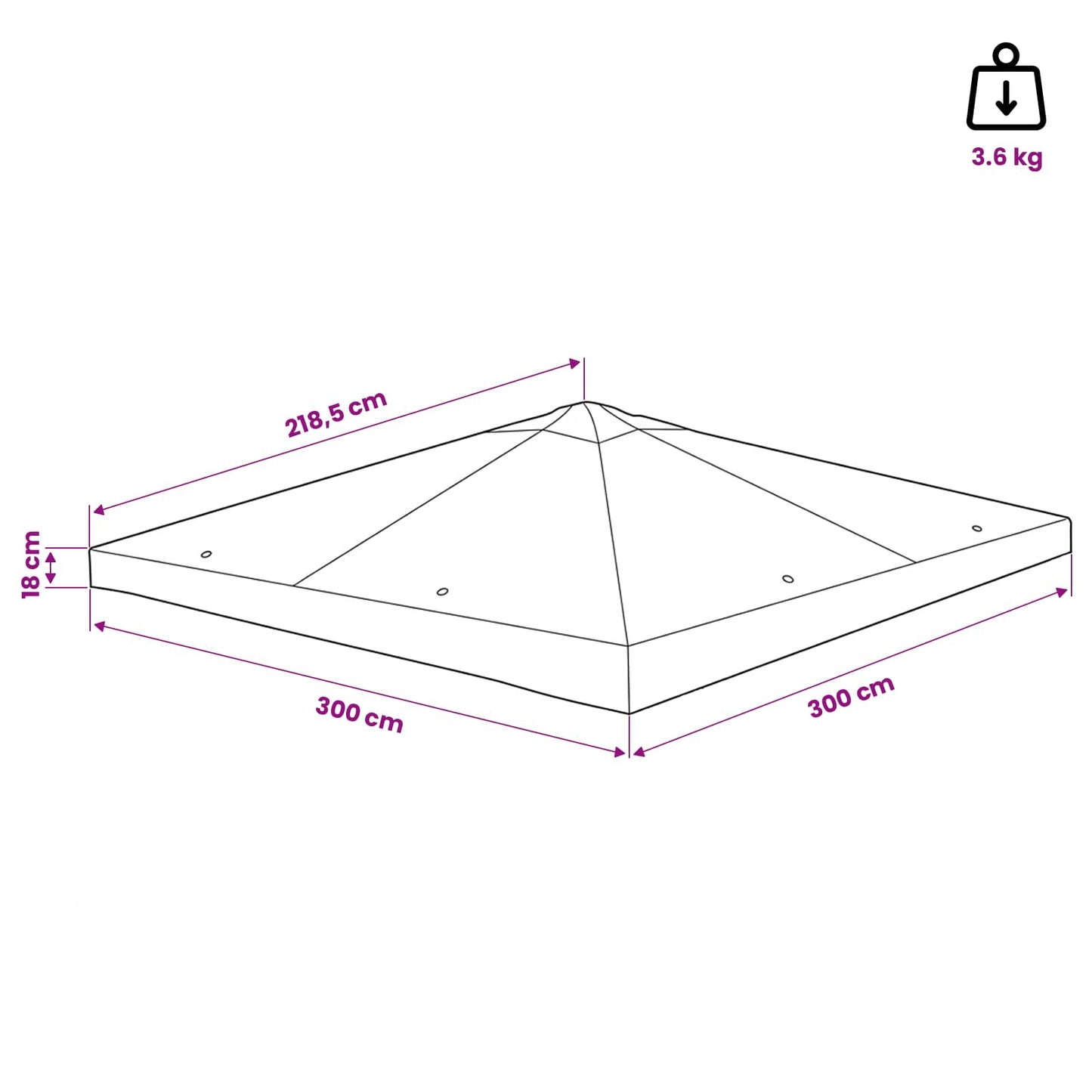 Paviljoenhoes met dak Taupe 300 x 300 cm Polyester en staal