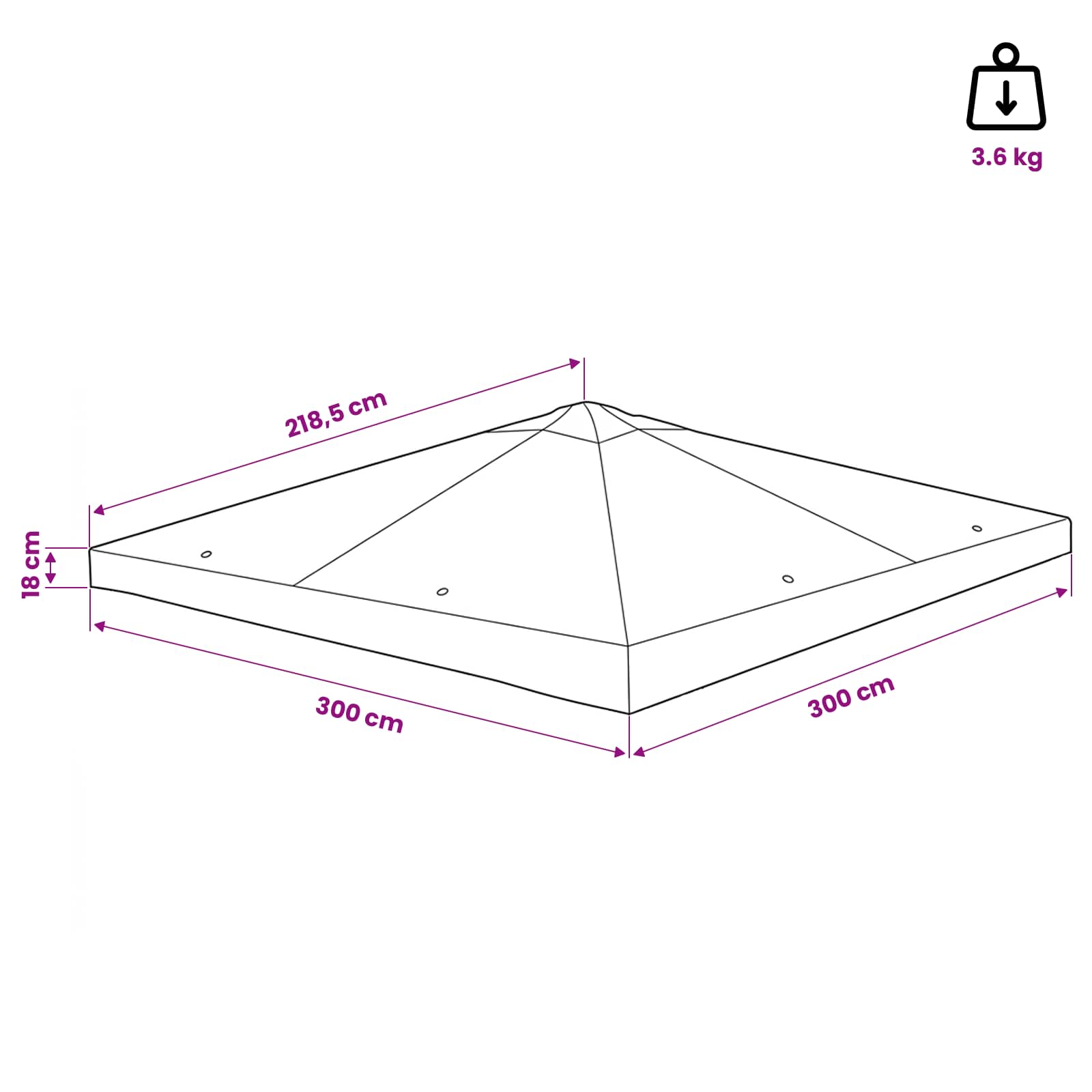 Paviljoenhoes met dak Taupe 300 x 300 cm Polyester en staal