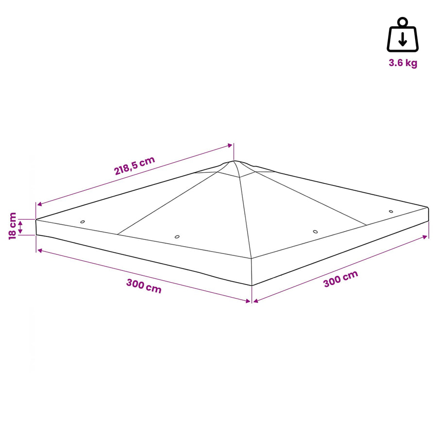 Paviljoenhoes met dak Taupe 300 x 300 cm Polyester en staal