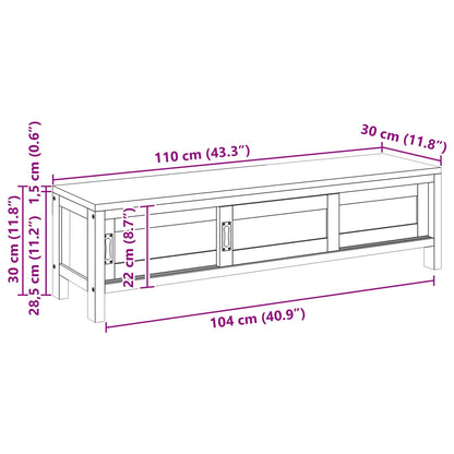 Tv-meubel 110 x 30 x 30 cm Massief Teakhout Naturel