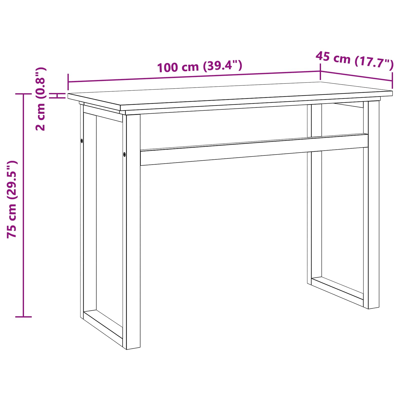 Bureau Naturel Massief Teakhout 100 x 45 x 75cm