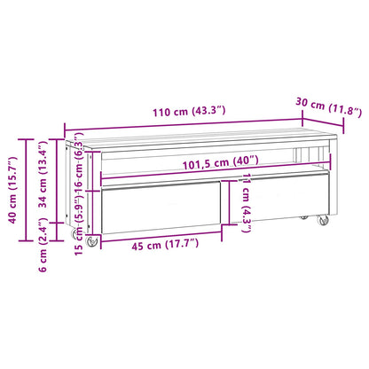 Tv-meubel 110 x 30 x 40 cm Naturel Massief Teakhout