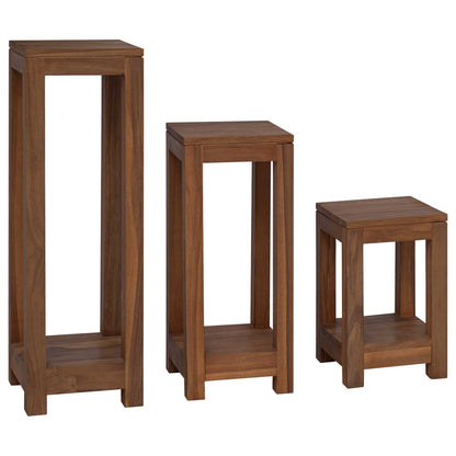 Plantenstandaard 3 st Naturel 25 x 25 x 80 cm Massief Teakhout