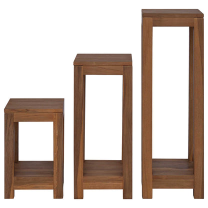 Plantenstandaard 3 st Naturel 25 x 25 x 80 cm Massief Teakhout