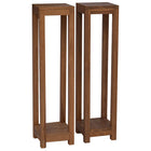 Plantenstandaard 2 st massief teakhout 25x25x100 cm naturel
