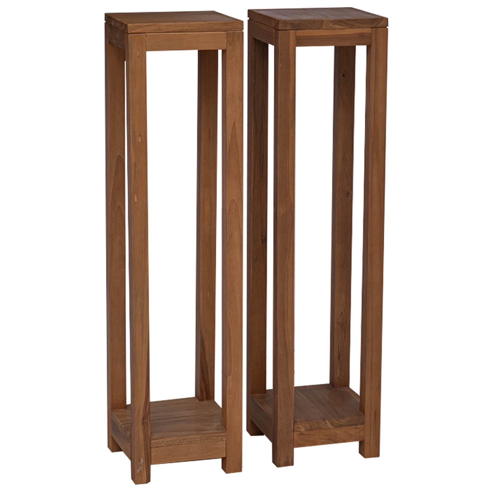 Plantenstandaard 2 st Naturel 25 x 25 x 100 cm Massief Teakhout
