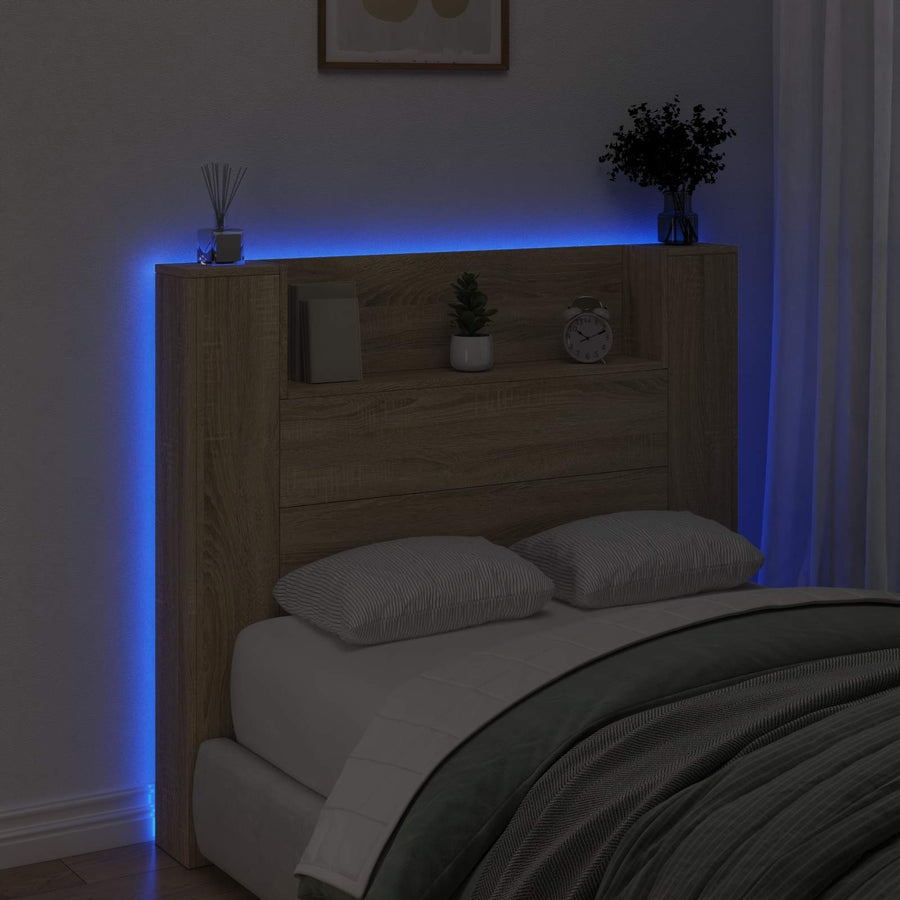 Hoofdbord Kast met LED met plank Sonoma 120 x 16,5 x 103,5 cm