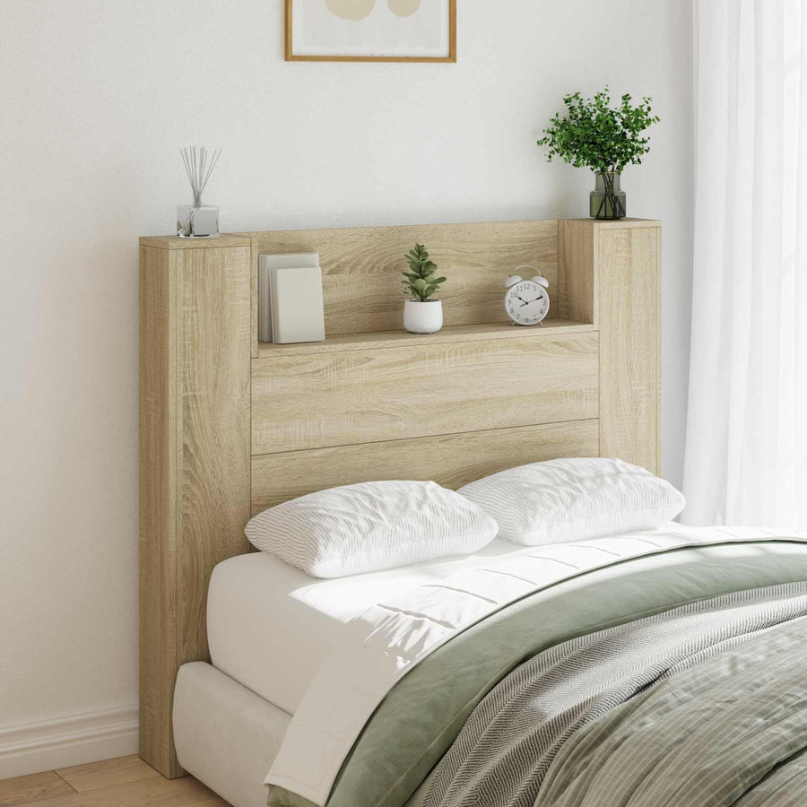 Hoofdbord Kast met LED met plank Sonoma 120 x 16,5 x 103,5 cm