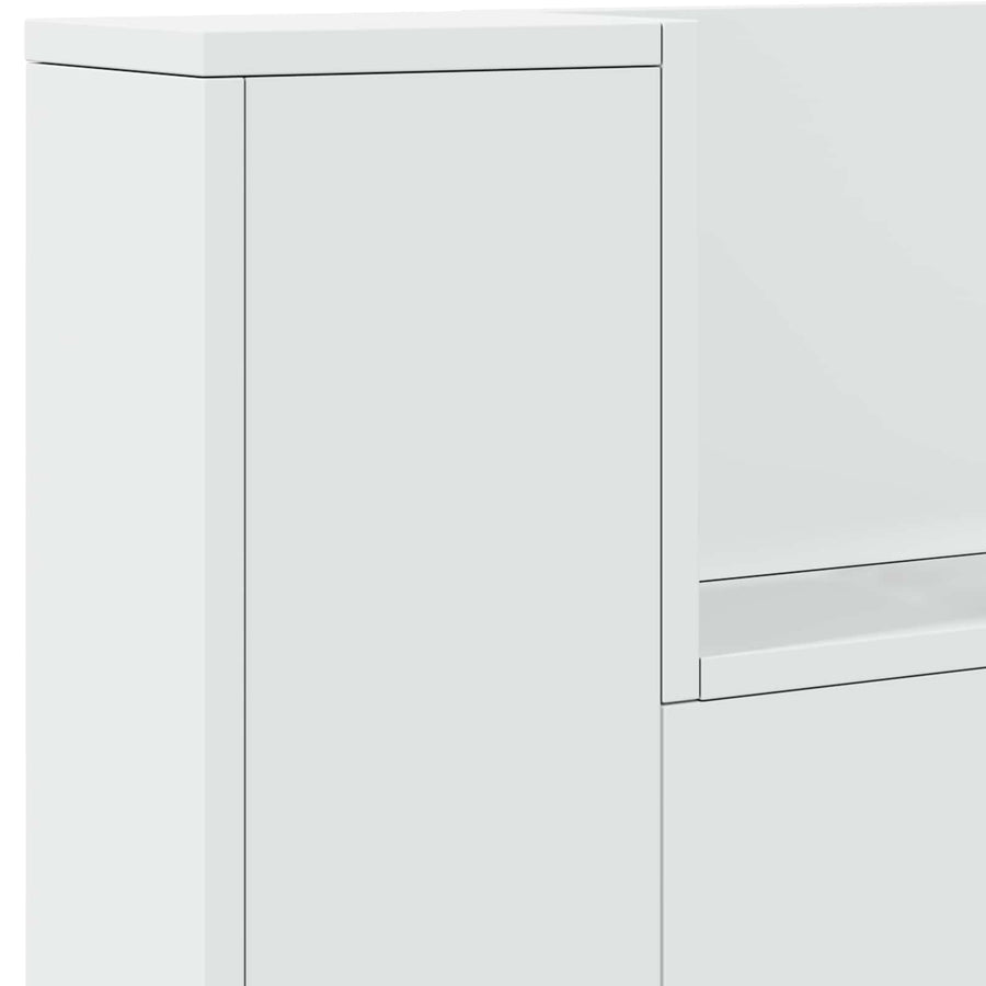 Hoofdbord Kast met LED Wit 140 x 16,5 x 103,5 cm Bewerkt hout