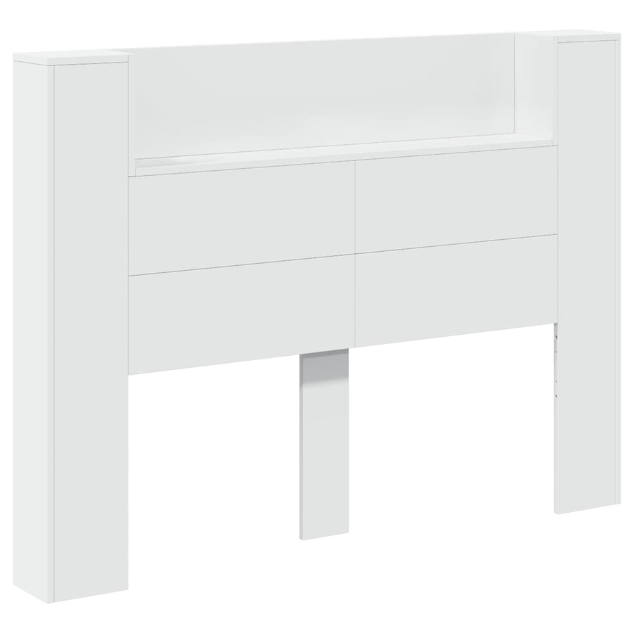 Hoofdbord Kast met LED Wit 140 x 16,5 x 103,5 cm Bewerkt hout