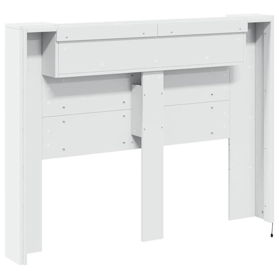 Hoofdbord Kast met LED Wit 140 x 16,5 x 103,5 cm Bewerkt hout