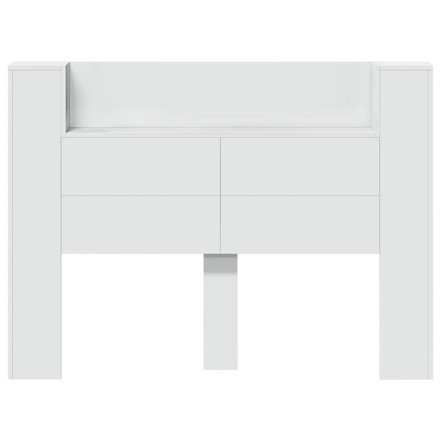 Hoofdbord Kast met LED Wit 140 x 16,5 x 103,5 cm Bewerkt hout